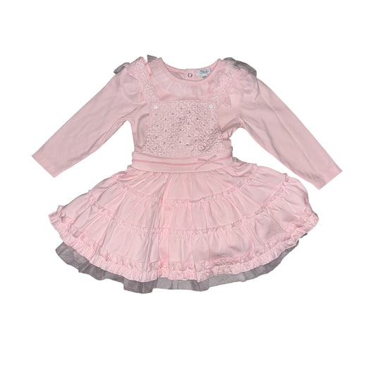 Mintini Pink Pearl Detail Pinafore and top set