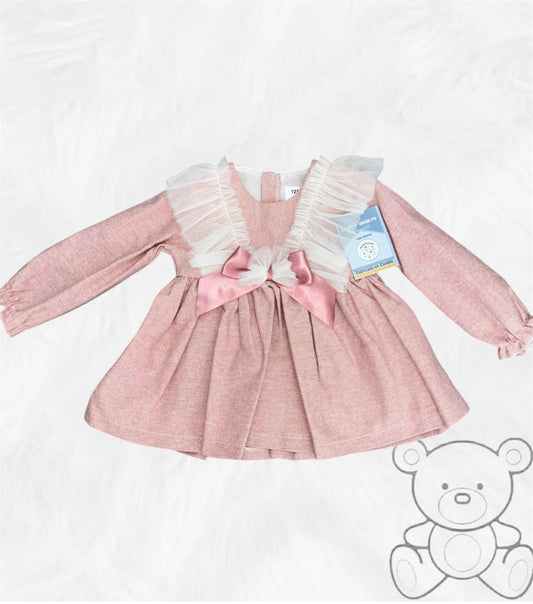 Ceyber Dusky Pink Tulle Bow Dress