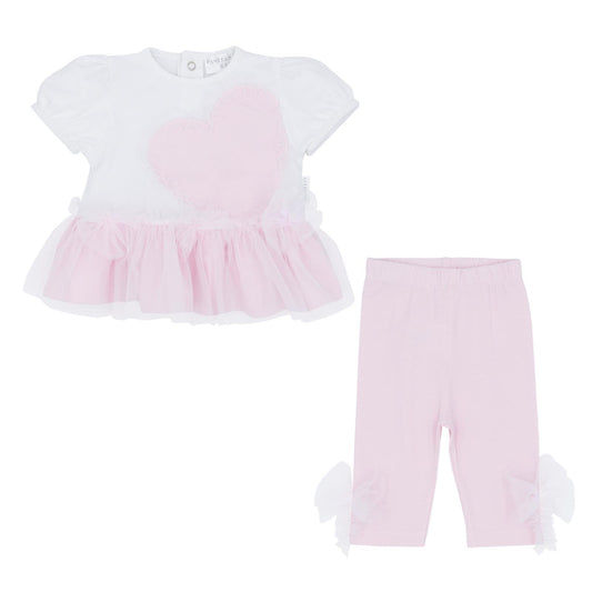 Pastels & Co Pink Heart Tulle Top & Leggings Set