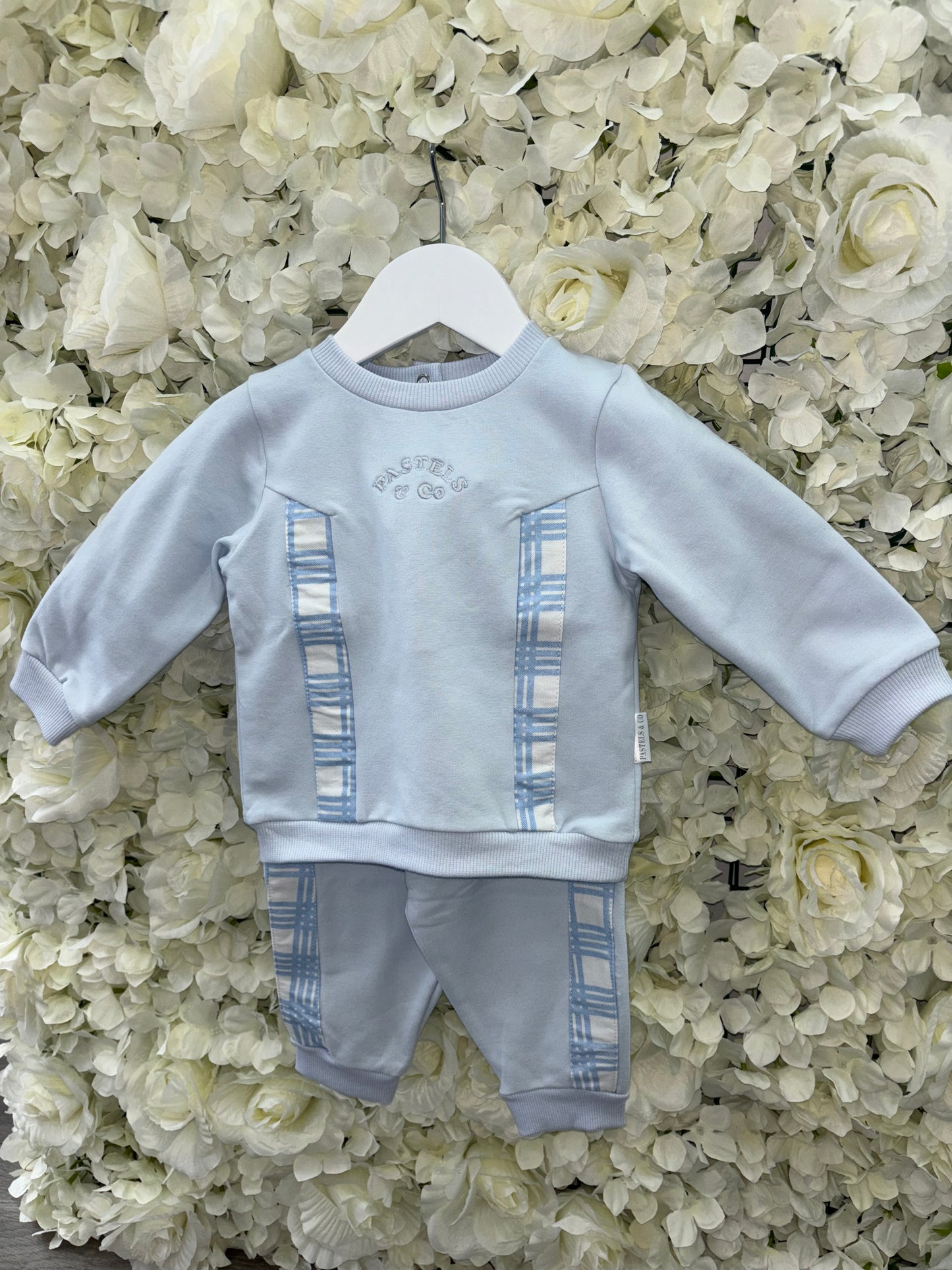 Pastels & Co Blue Check Detail Tracksuit - Storm PA715B