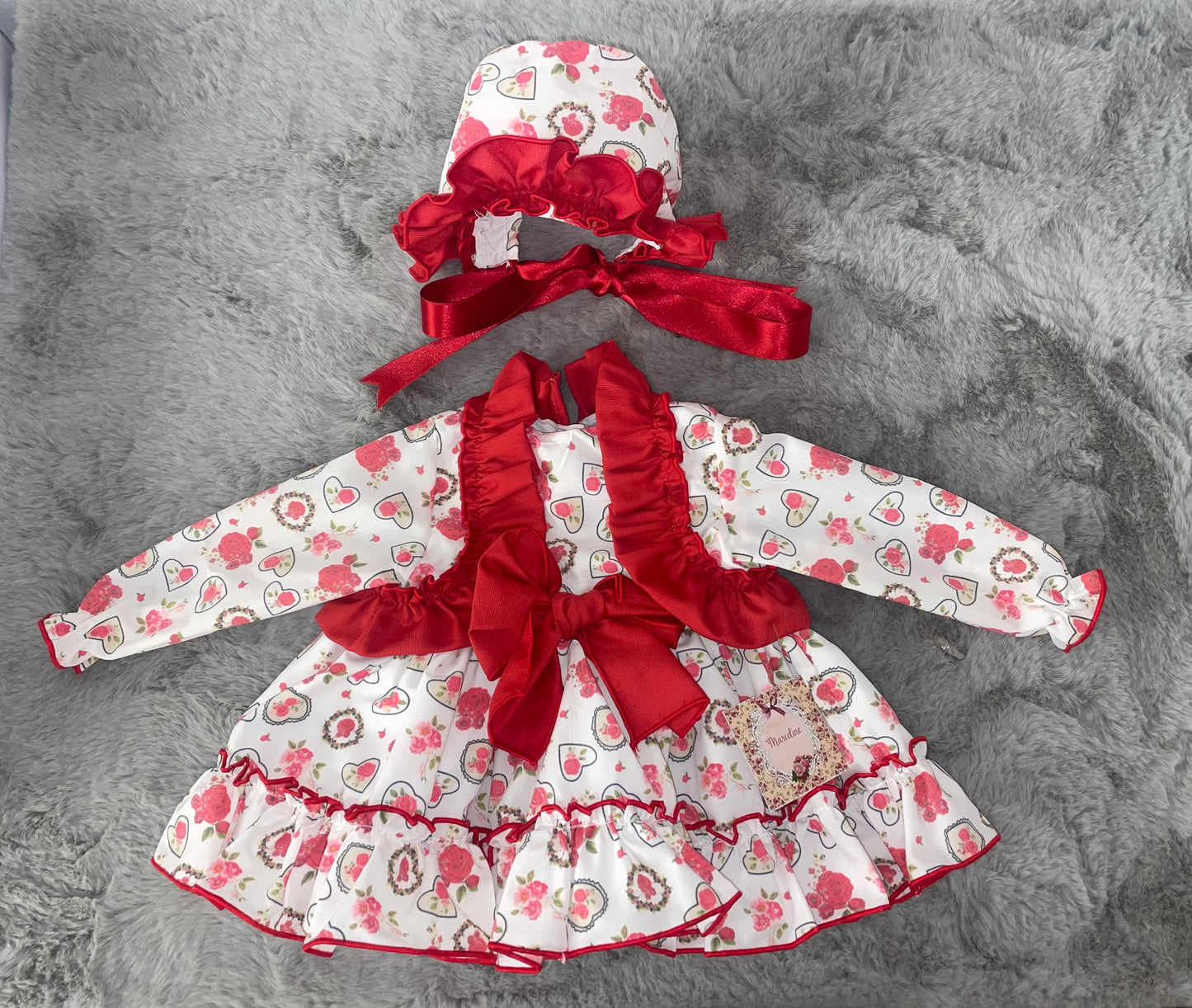 Valentina Bow Dress, Knickers & Bonnet Set