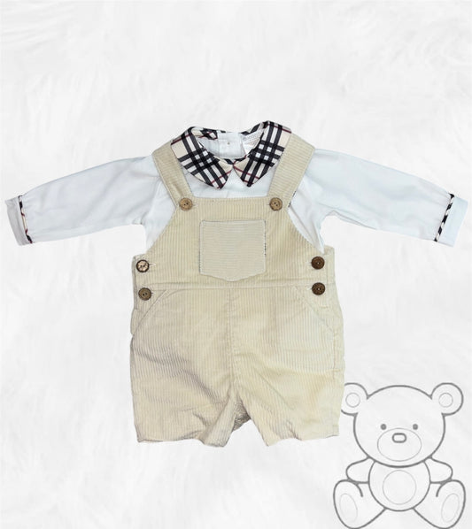 Deolinda Beige Cord Dungarees Set DBI24612