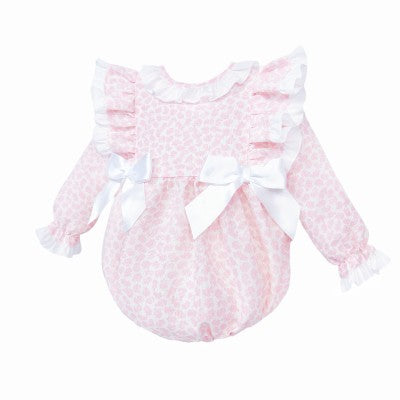 Wee Me Pink Floral Frill Shoulder Romper