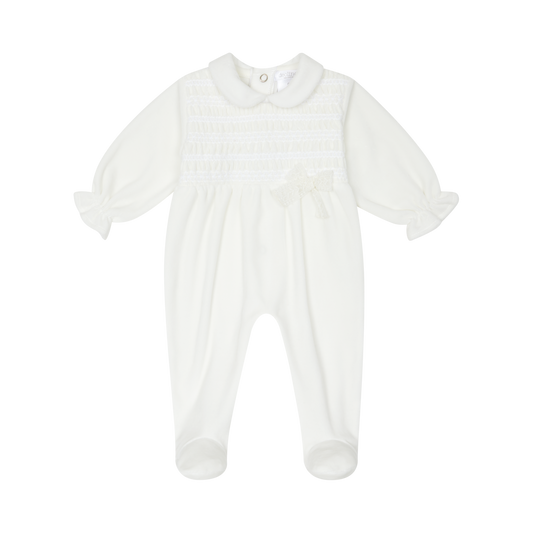 Deolinda Ivory Velour Sleepsuit