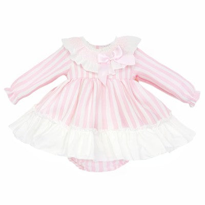 Wee Me Pink Stripe Smocked Collar Puff Dress