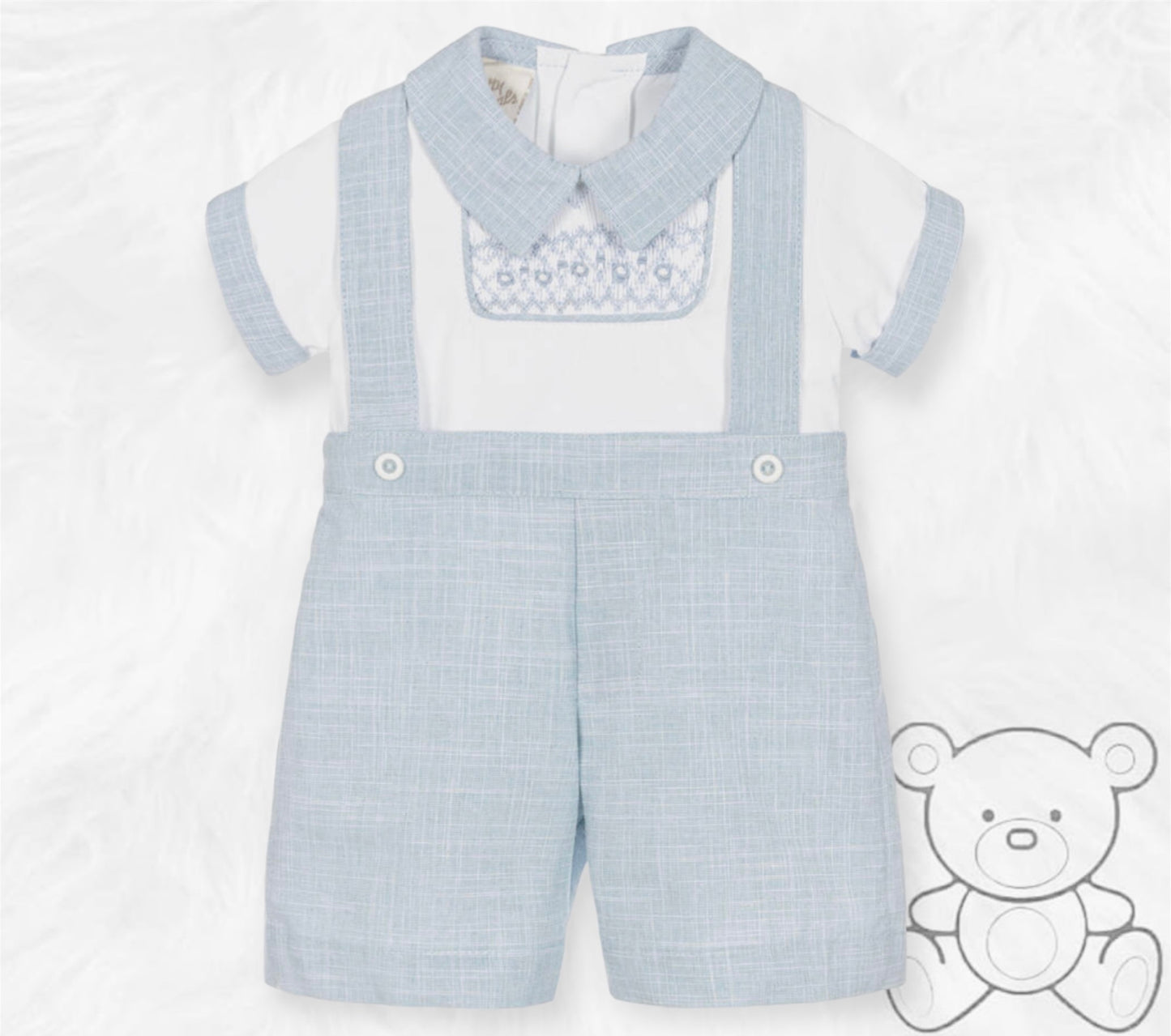 Pretty Originals Blue Smocked Shorts Set