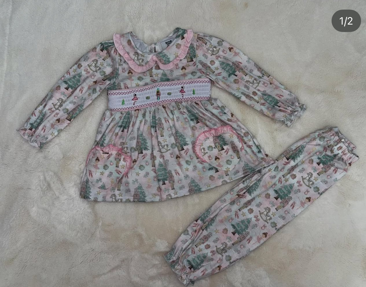 Girls Nutcracker Smocked Pyjamas