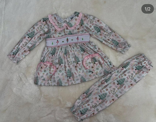 Girls Nutcracker Smocked Pyjamas