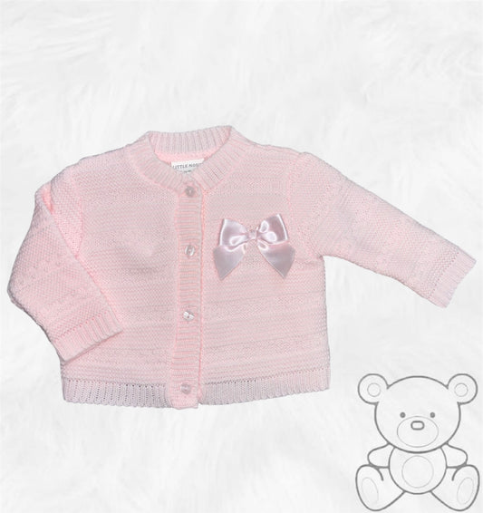 Little Nosh Pink Bow Knitted Cardigan