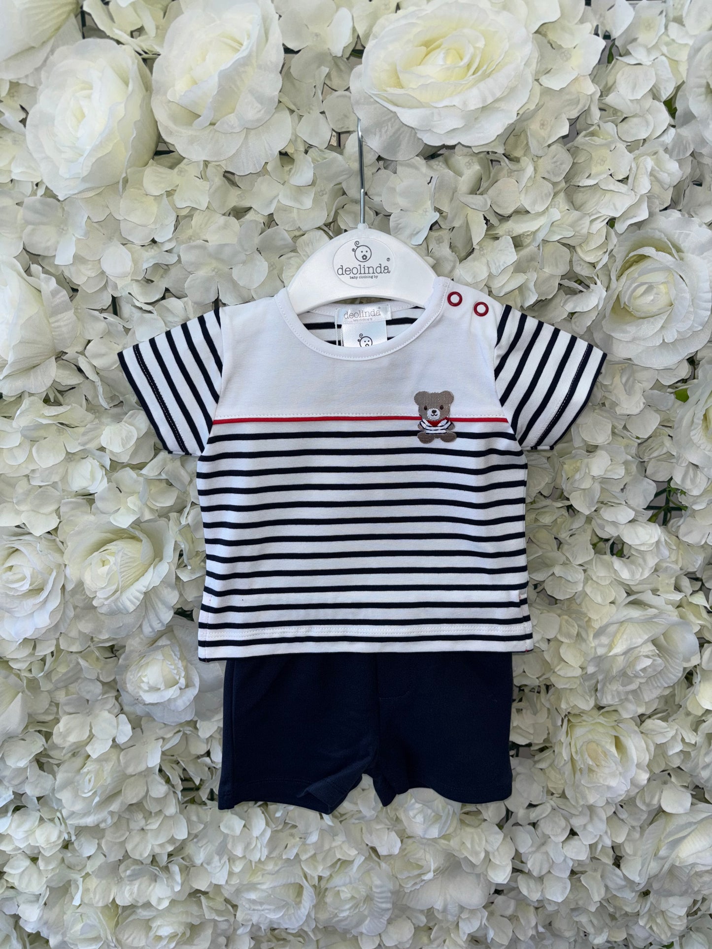 Deolinda Navy Stripe Teddy Shorts & Top Set DBV25825