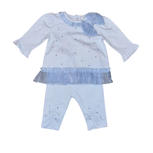 Mintini Blue Tulle Diamanté Leggings & Top Set