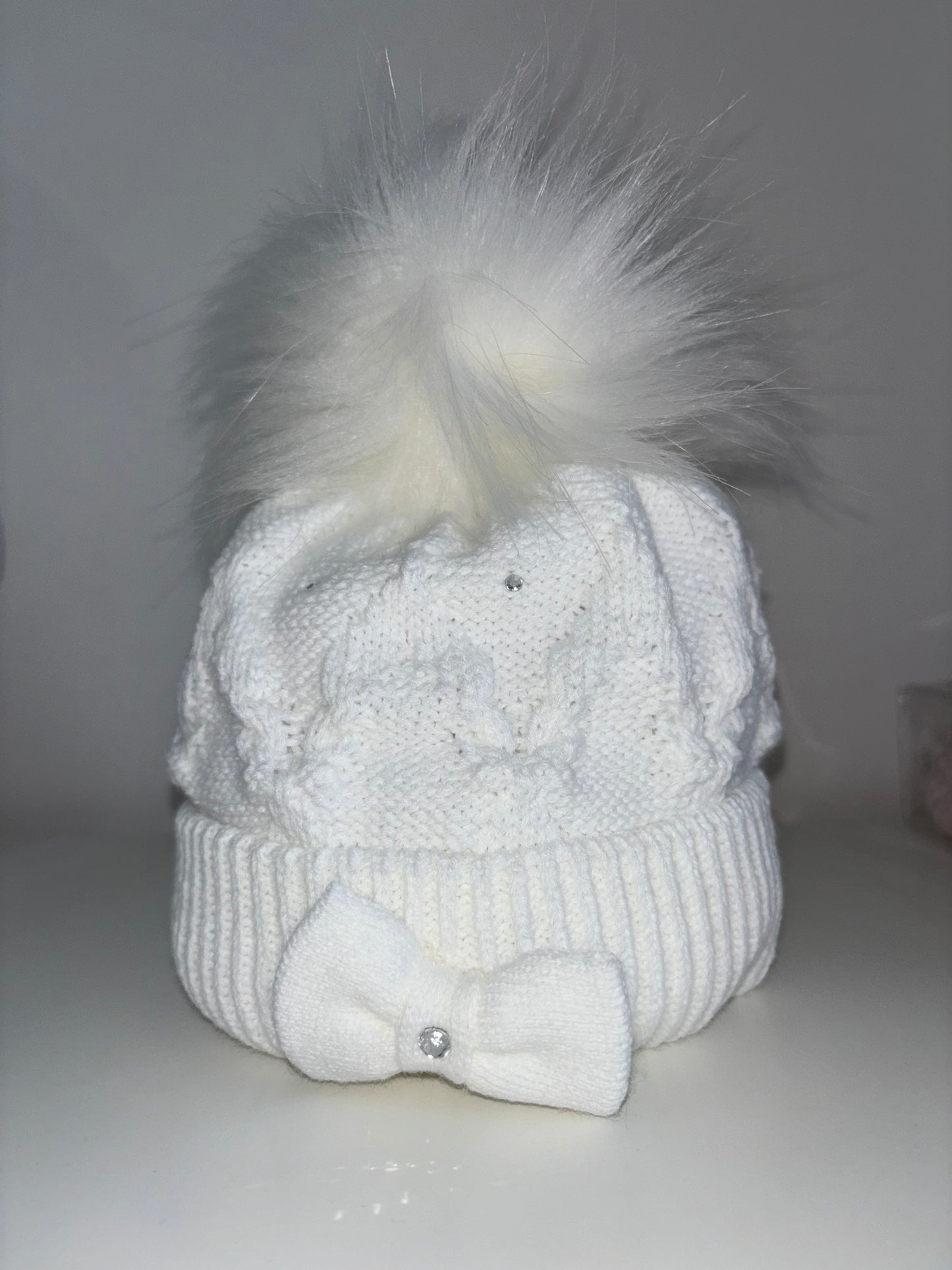 White Luxury Diamanté Pom Pom hat Pavlova