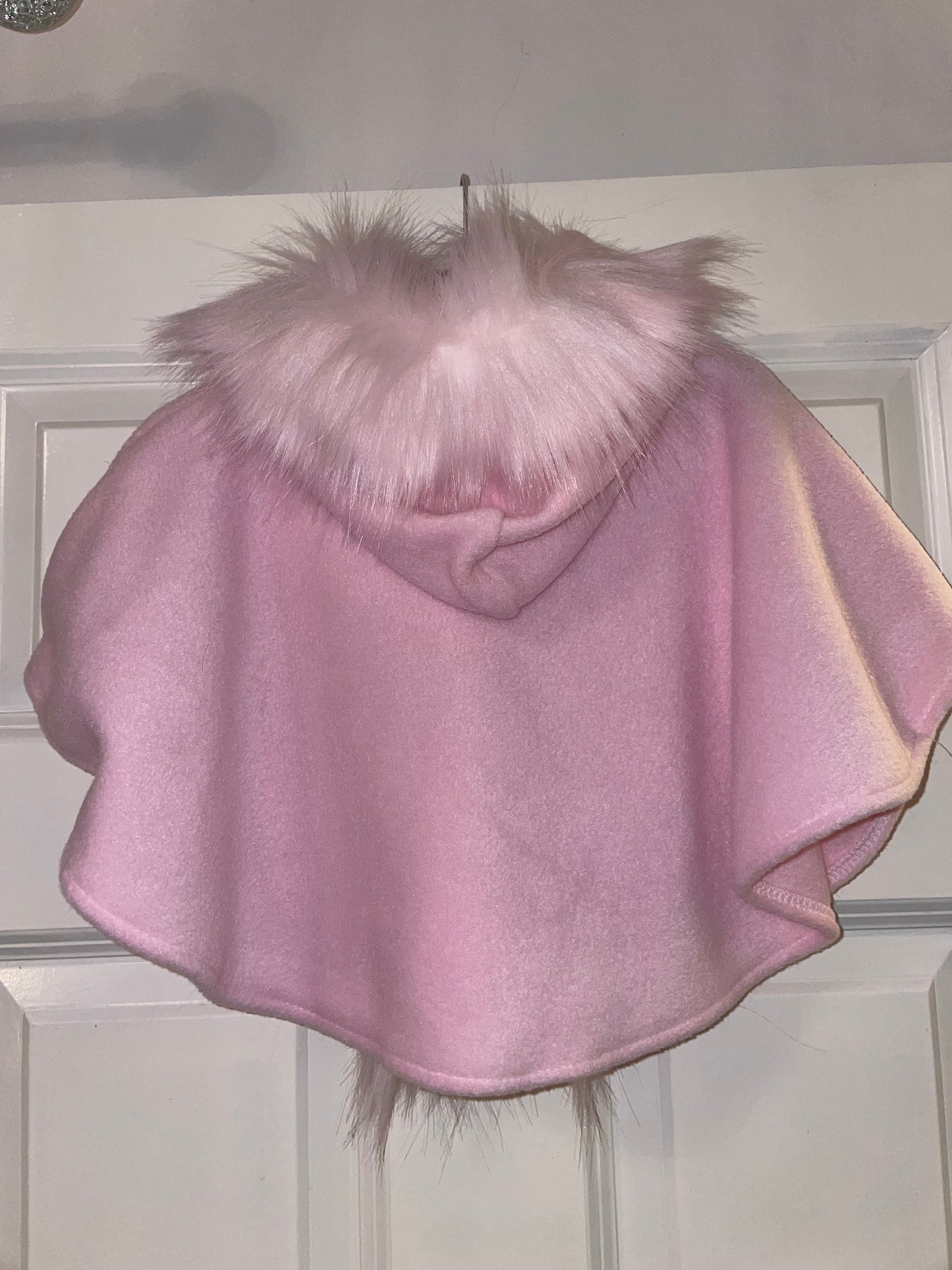 Pink Faux Fur Trim Cape