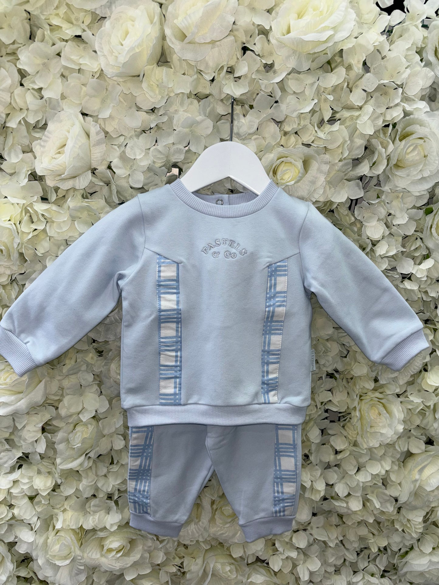 Pastels & Co Blue Check Detail Tracksuit - Storm PA715B