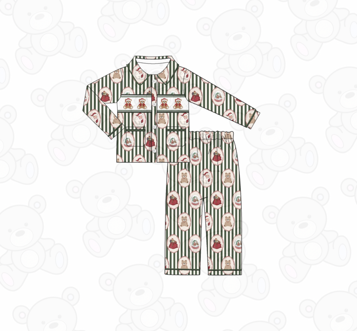 PREORDER Boys Stripe Christmas Smocked Pyjamas (PRE ORDER DUE OCTOBER/NOVEMBER) (Copy)
