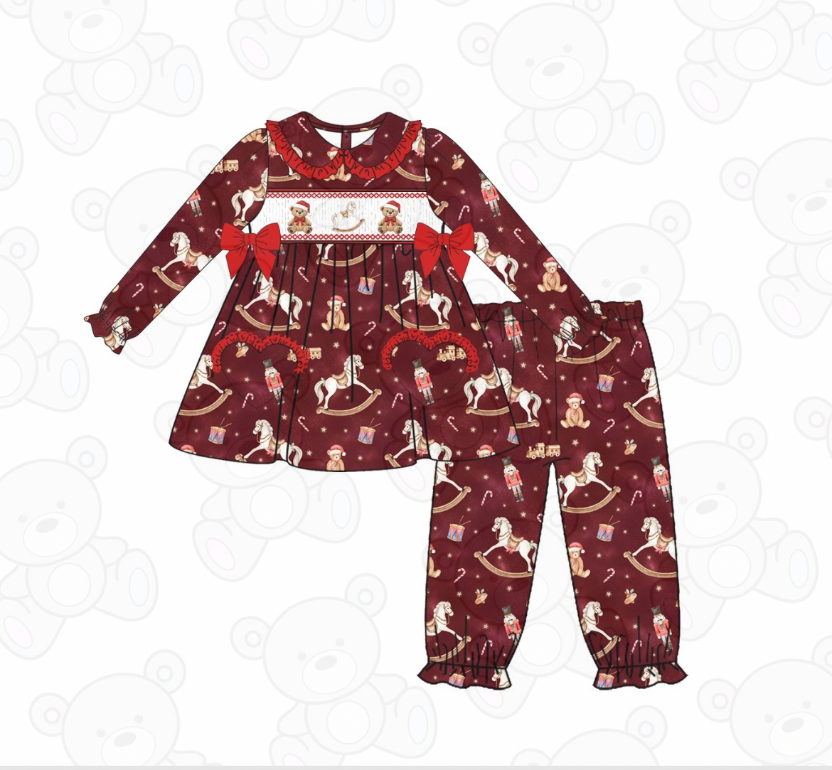 PREORDER Girls Traditional Toys Christmas Smocked Pyjamas (PRE ORDER DUE OCTOBER/NOVEMBER)