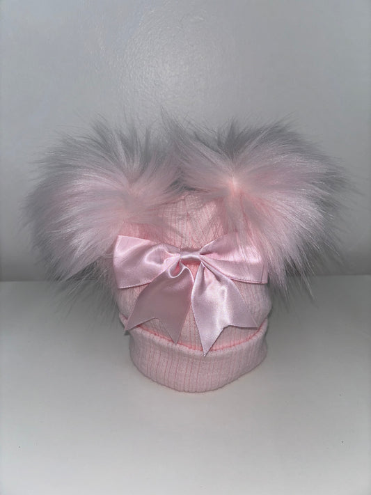 Pink Double Pom Pom Hat