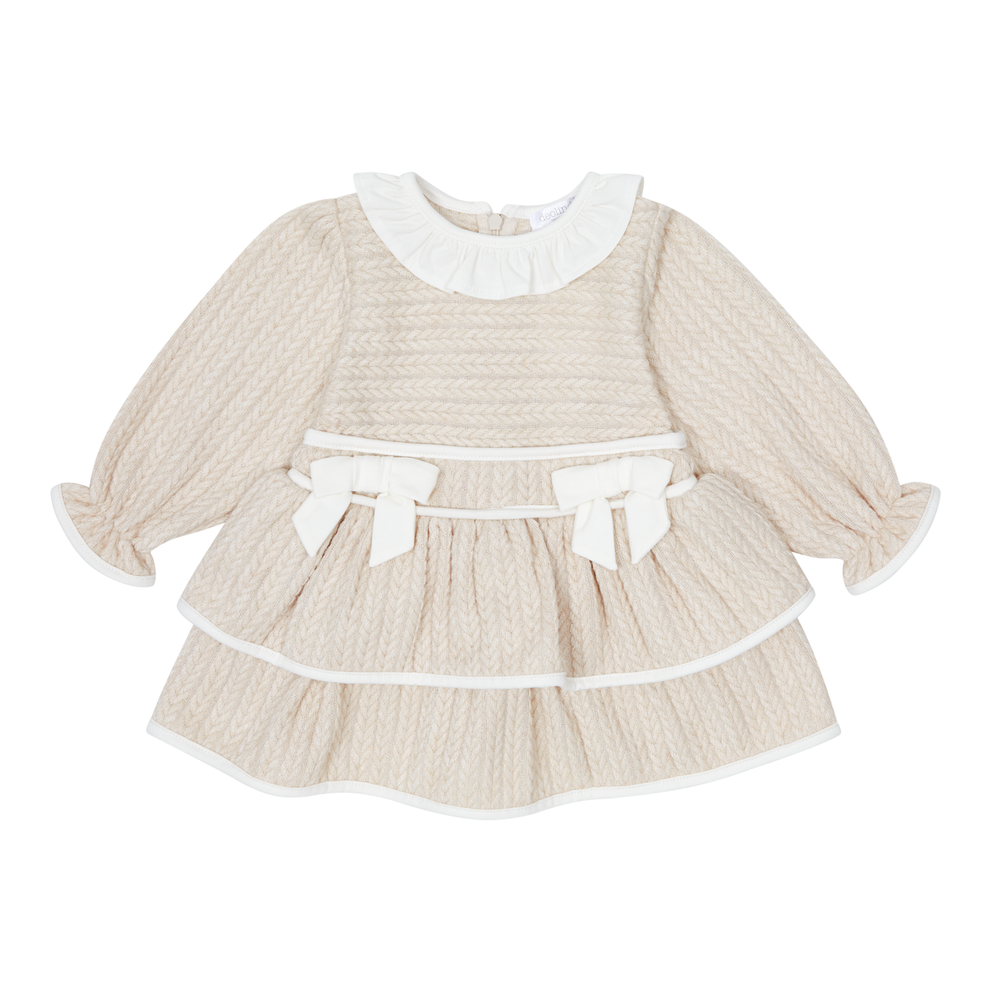 Deolinda Beige Double Bow Dress