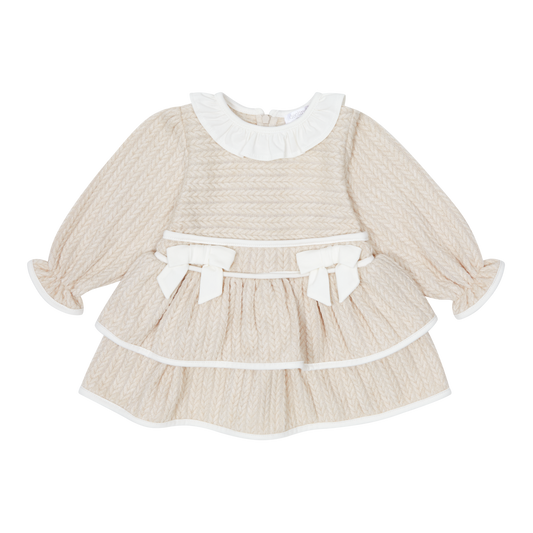 Deolinda Beige Double Bow Dress