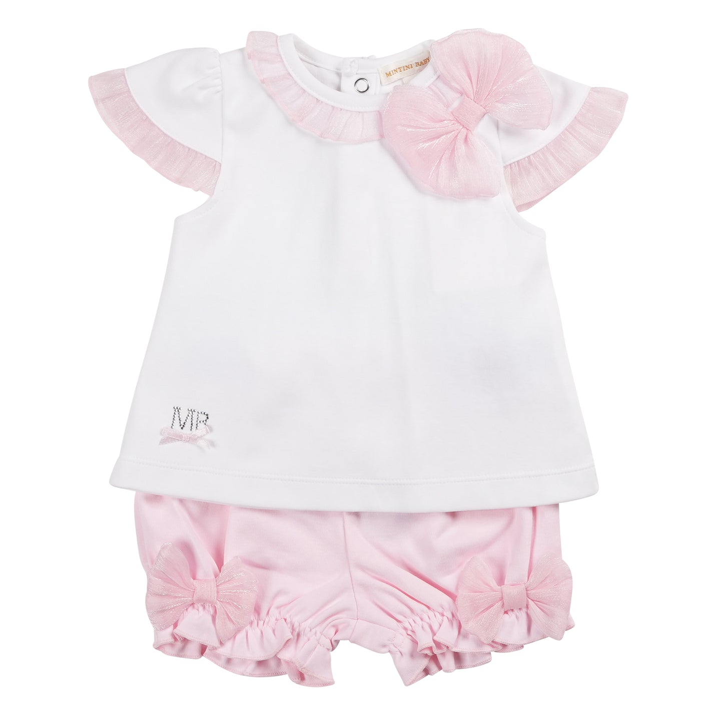 Mintini Pink Tulle Bow Top & Shorts Set