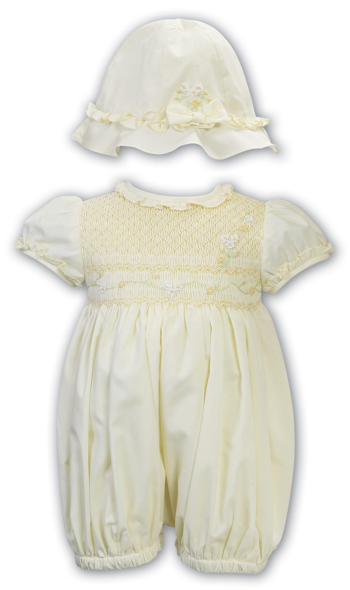 Sarah Louise Lemon Bubble Romper & Sunhat