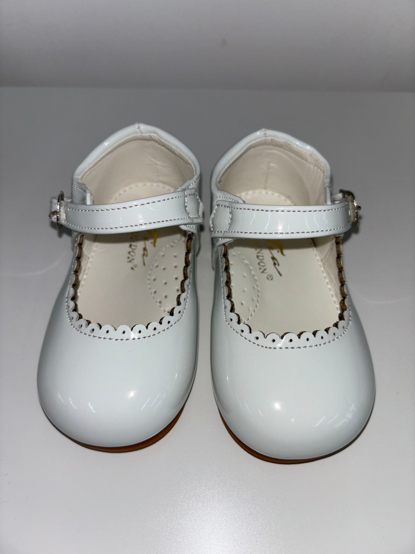 White Scallop Patent Shoes