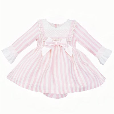 Wee Me Pink Stripe Bow Front Dress