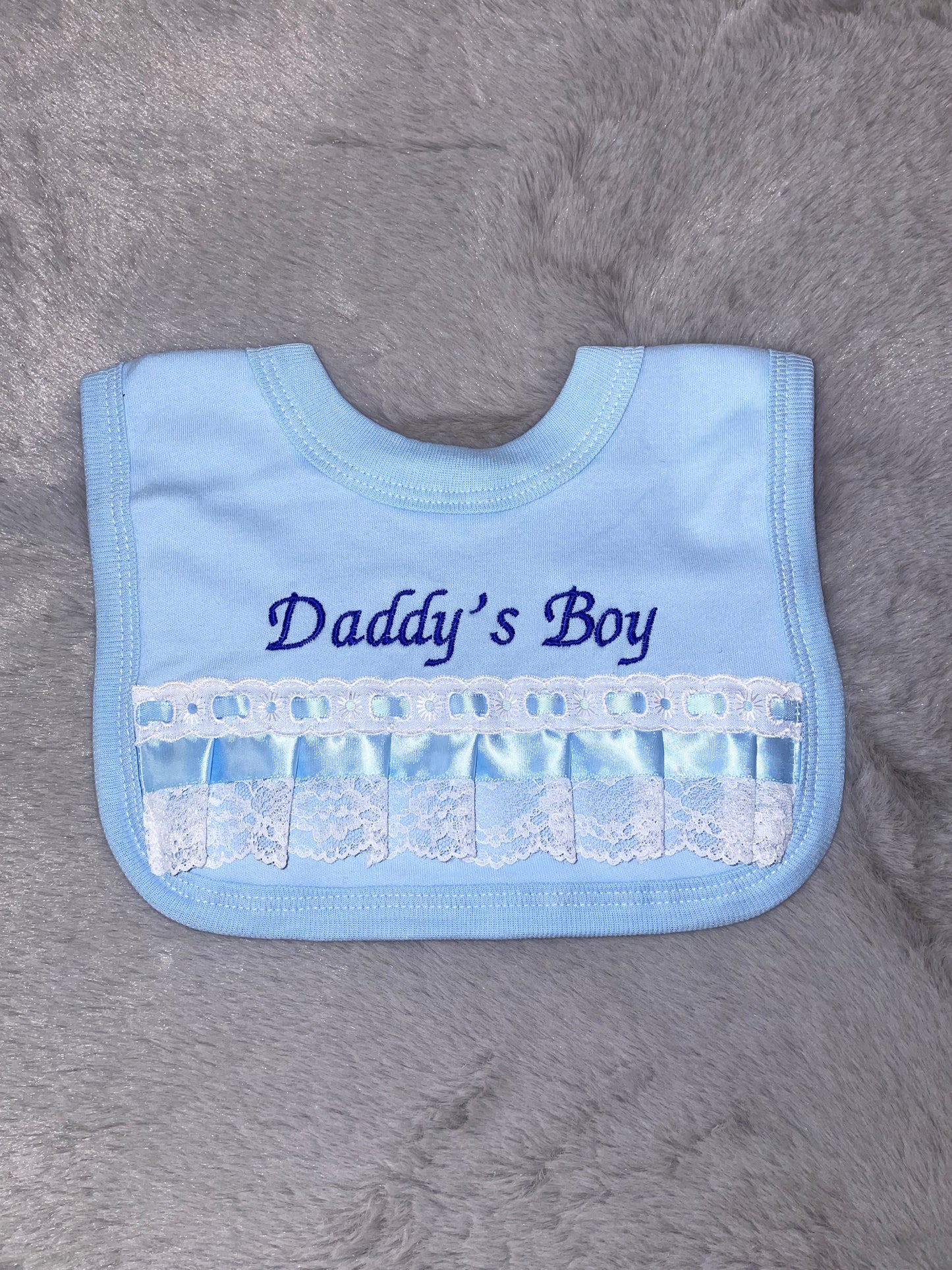 Daddy’s Boy Blue Frill Bib