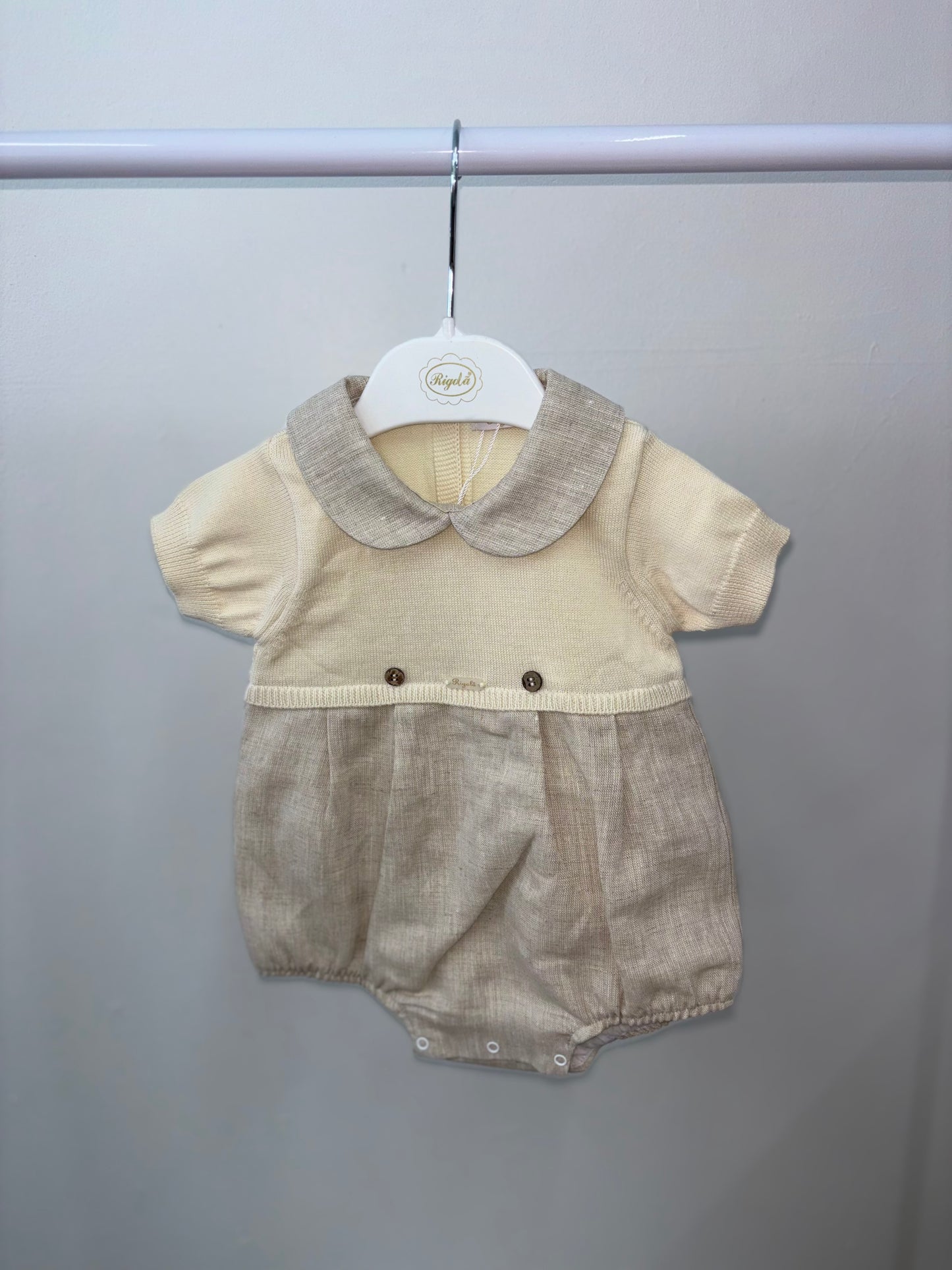 Rigola Beige Half Knit Romper