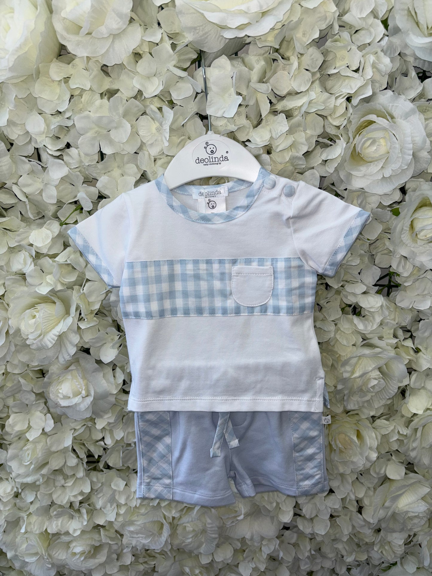 Deolinda Blue Check Top & Shorts Set