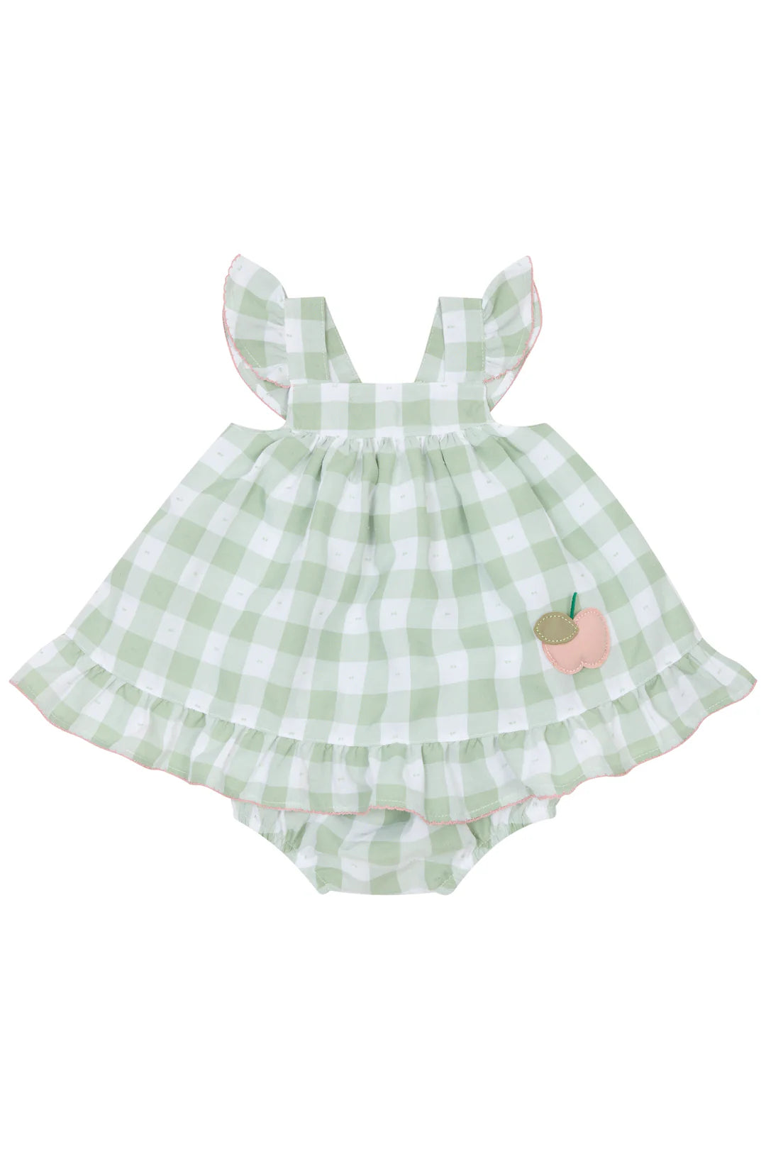 Deolinda Green Gingham Apple Dress & Pants Set