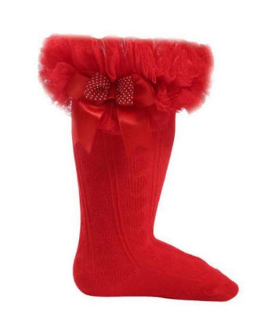 Red Knee High Tutu Socks