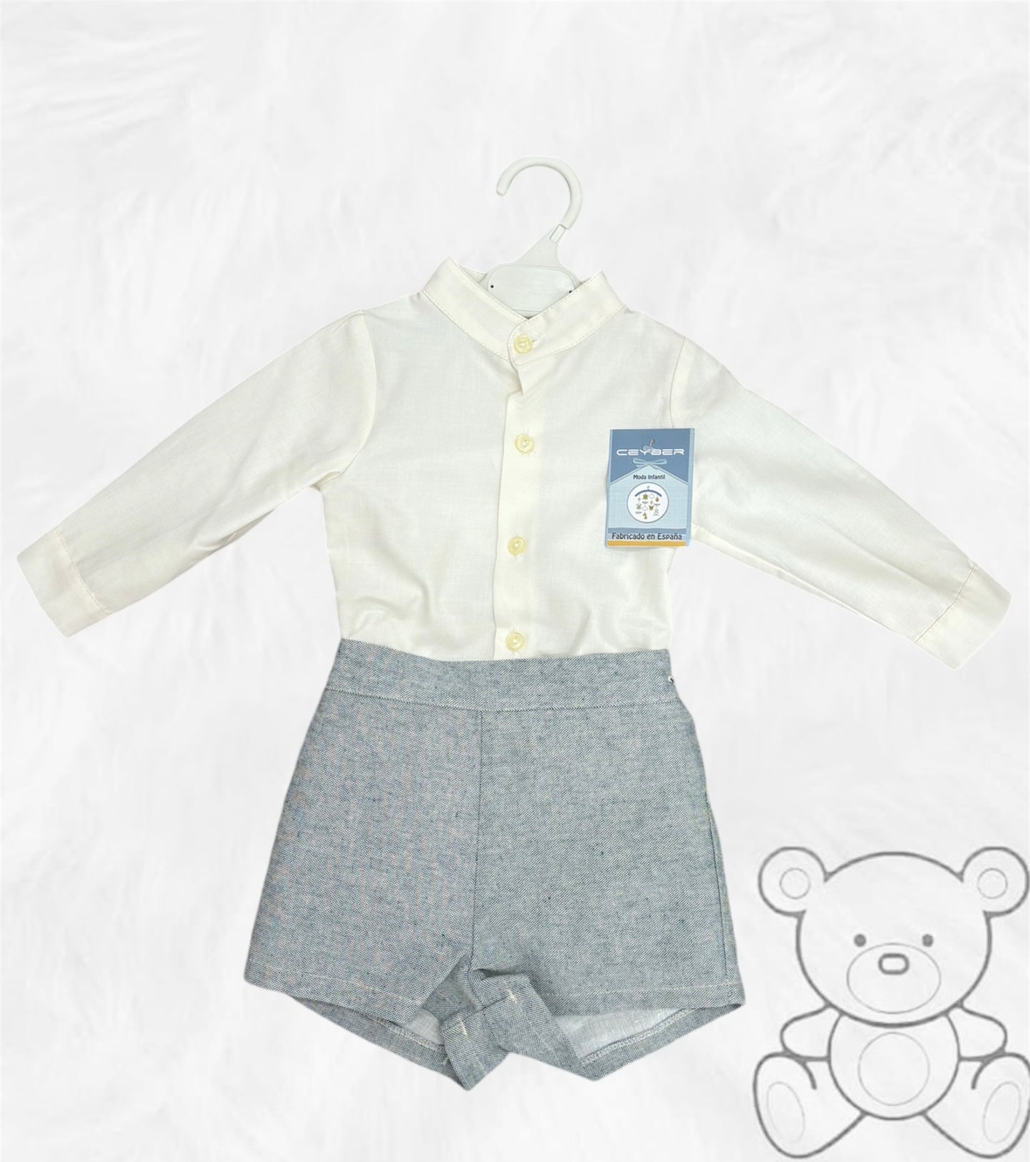 Ceyber Blue Shorts with Cream Shirt set