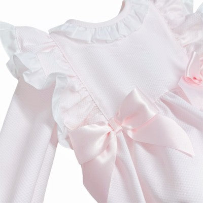 Wee Me Pink Waffle Frill Shoulder Romper