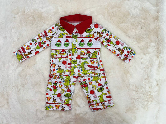 Boys Grinch Smocked Pyjamas