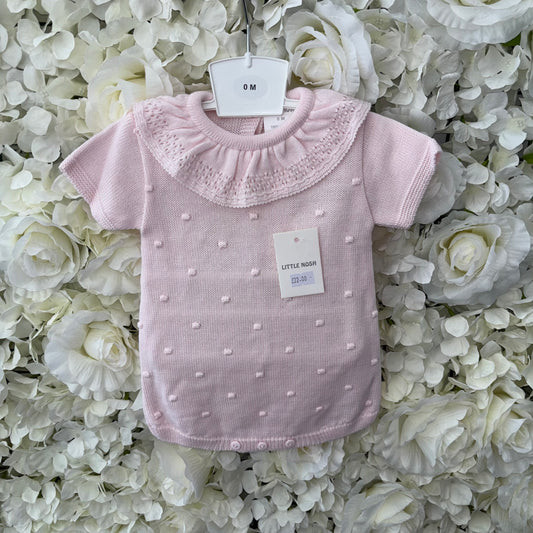 Little Nosh Pink Knitted Romper
