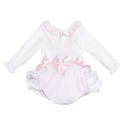 Wee Me Pale Pink Frill Bum Romper & Blouse Set