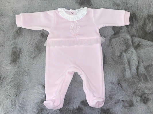 Deolinda Frill Velour Babygrow