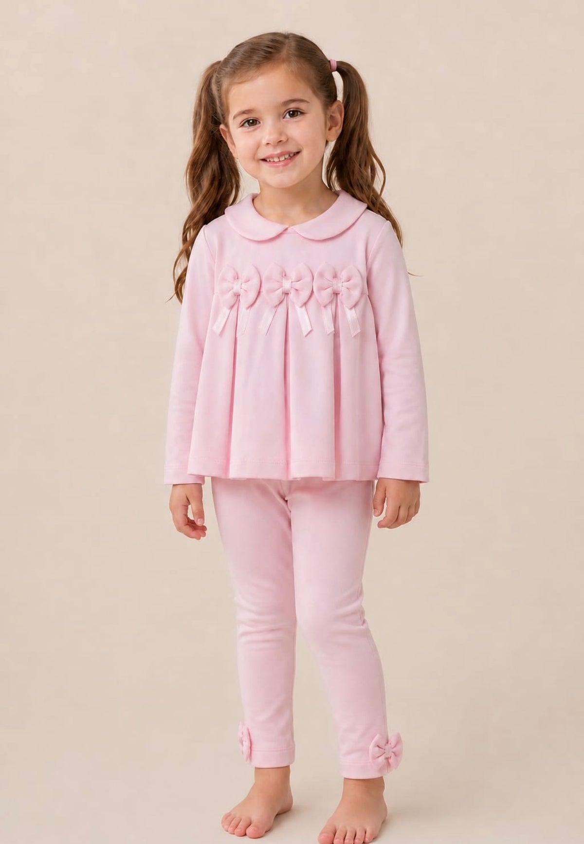 Pink Triple Bow Leggings & Top Set