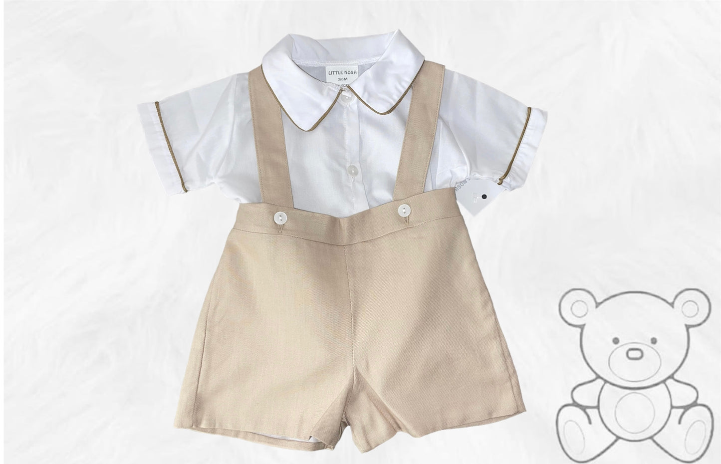 Little Nosh Beige Shorts & Shirt Set