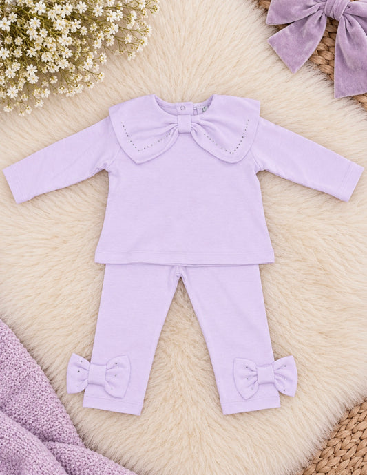 Lilac Diamanté CollarTop & Leggings Set