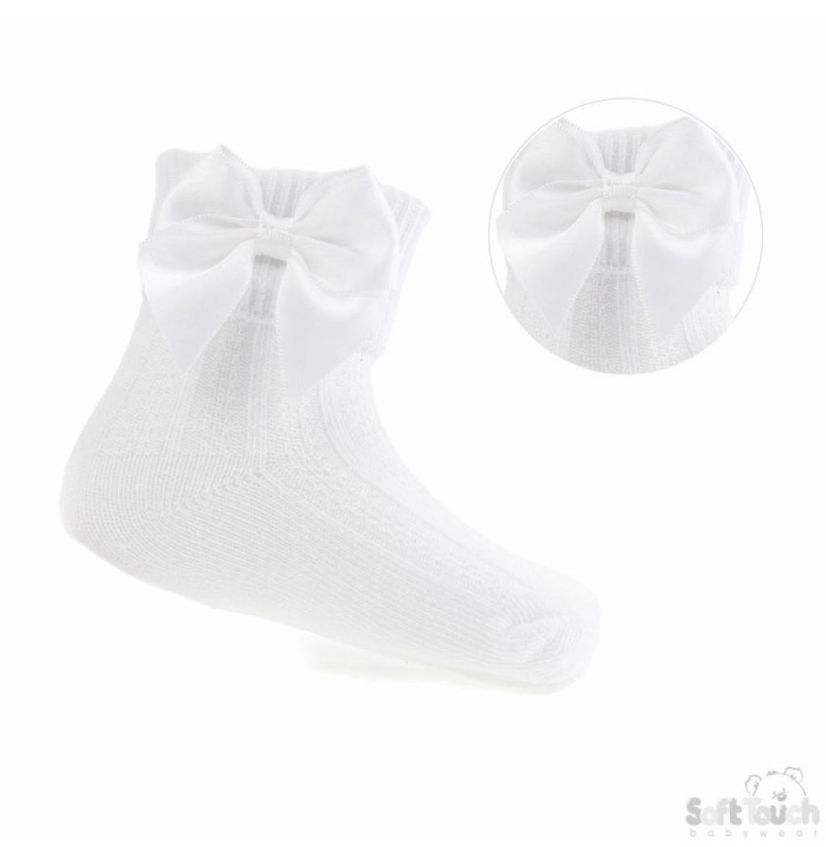 White Bow Ankle Socks