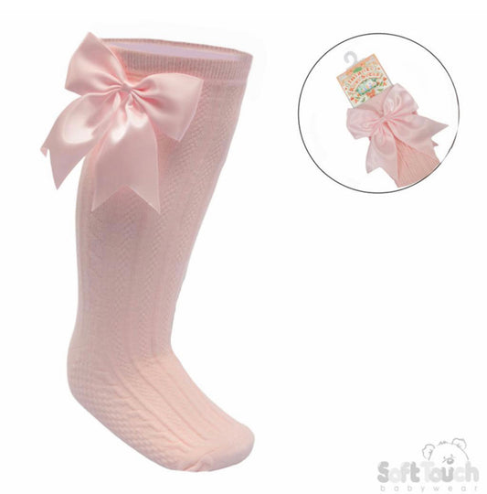 Pink Bow Knee High Socks