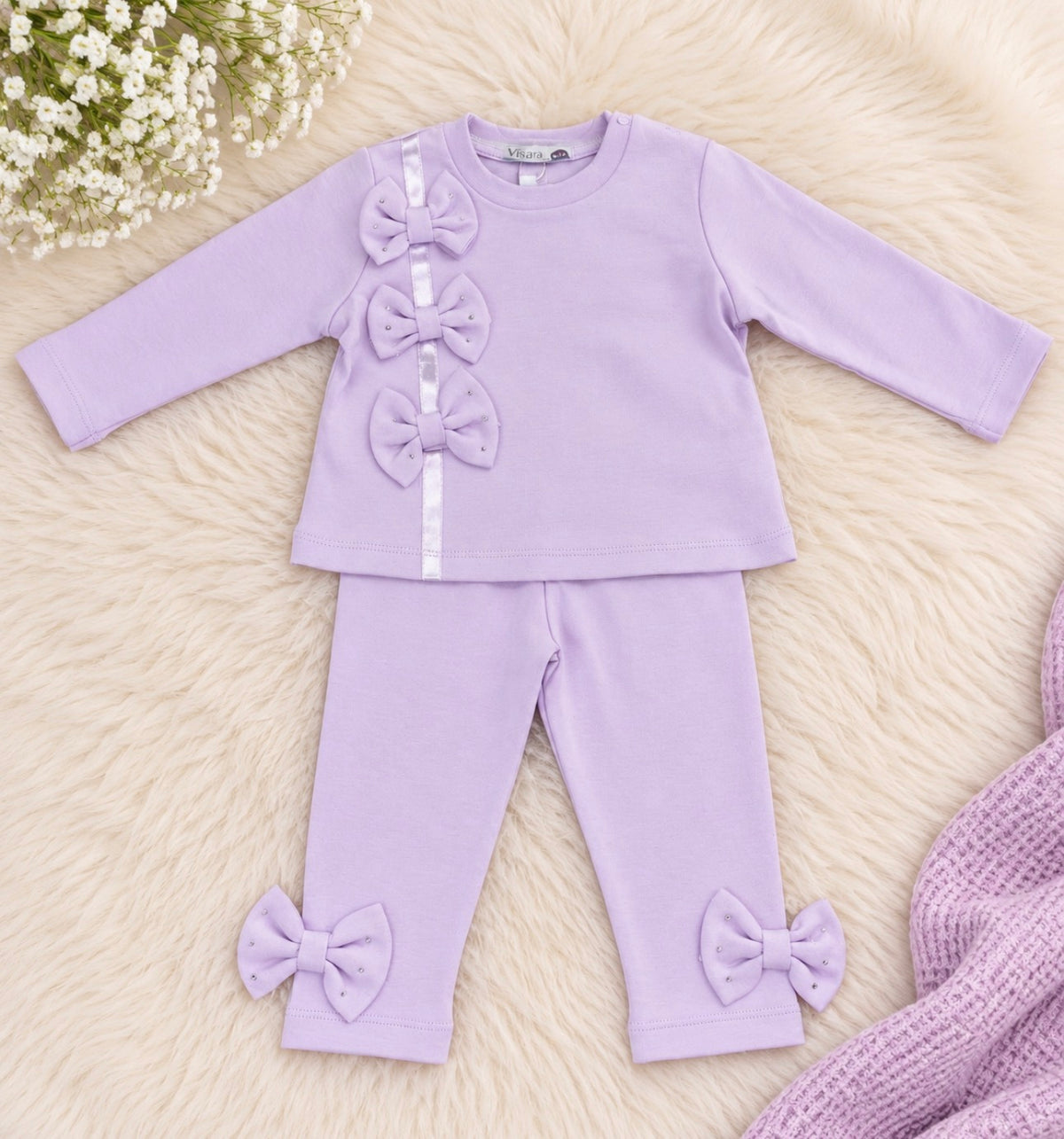 Lilac Diamanté Bow Lounge Set
