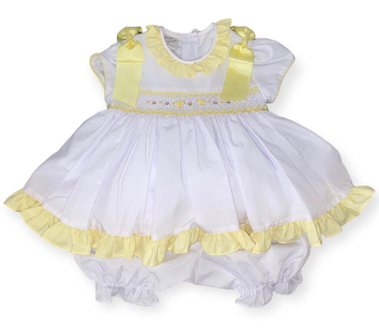 Pretty Originals Lemon & White Smocked Easter Dress