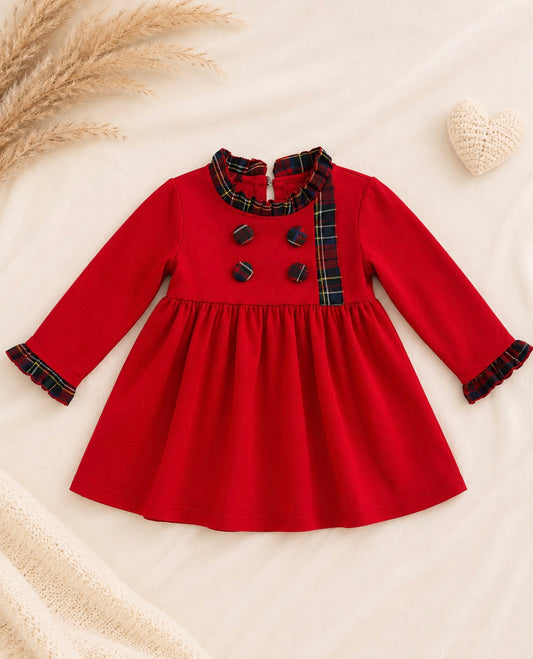 Red & Tartan Frill Dress