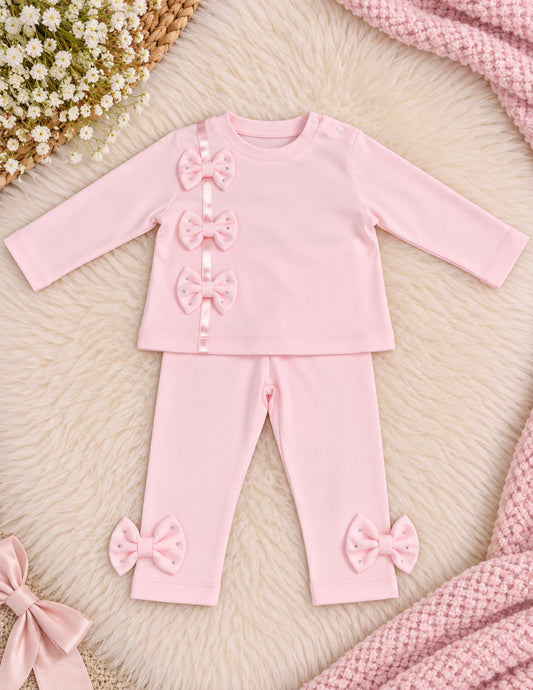 Pink Diamanté Bow Lounge Set