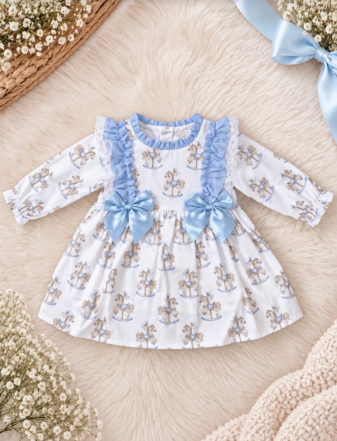 Carousel Blue Bow Dress