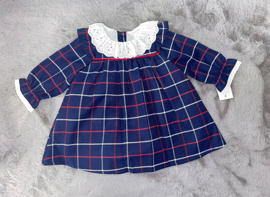 Little Nosh Navy & Red Tartan Dress