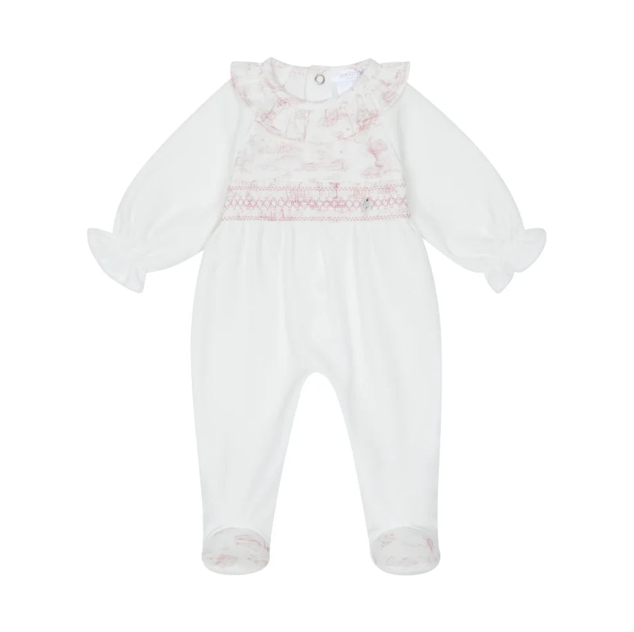 Deolinda Pink & White Toile Babygrow